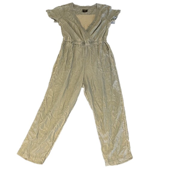 Abercrombie & Fitch Pants - Abercrombie Fitch Womens V Neck Blue Chambray Pocket Jumpsuit Relaxed Pockets L